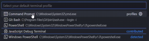 Change default terminal shell in VScode